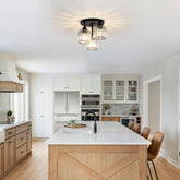 3-Light Modern Crystal Chandeliers Black Semi Flush